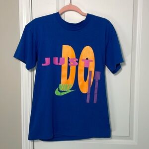 Made in USA Vintage Nike Just Do It print blue cotton tee shirt